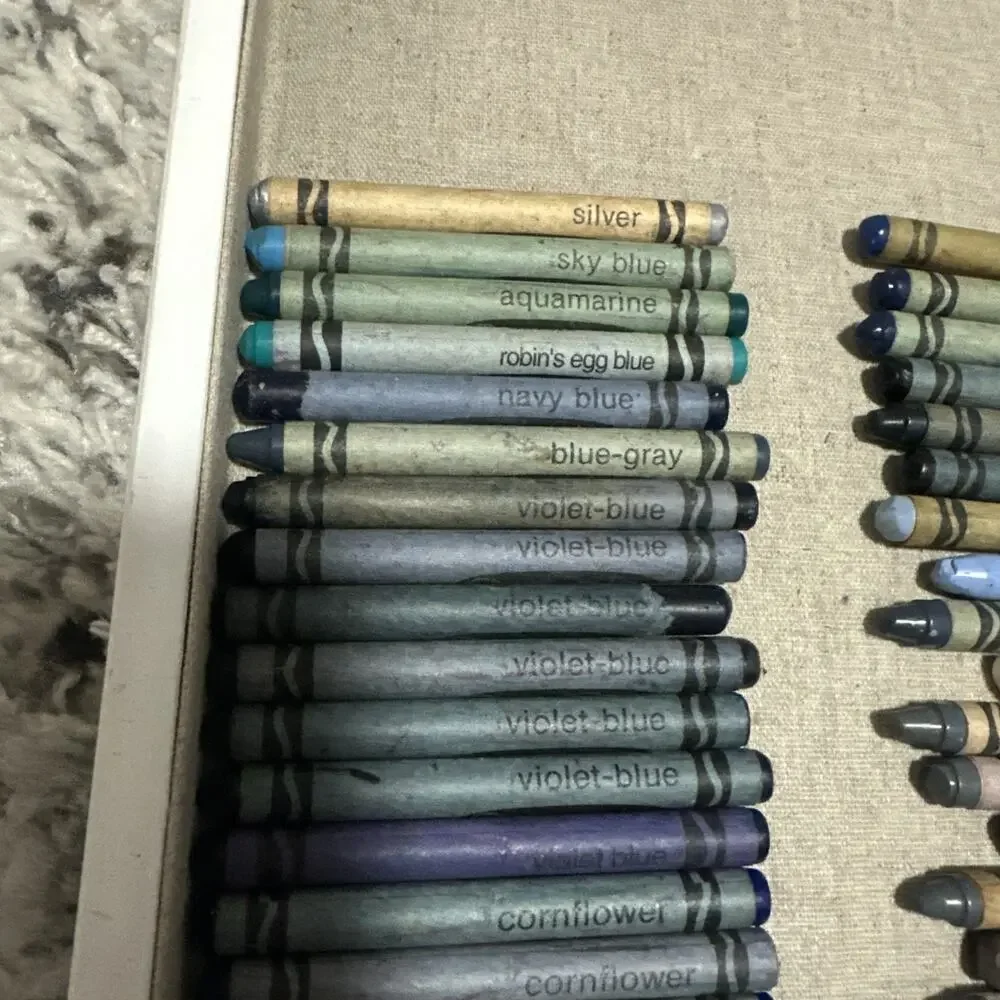 Vintage Binney Smith Crayola Crayons Lot of 54 In Blue Hues